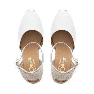 Carl Scarpa Sicily White Leather Espadrille Wedge Sandals